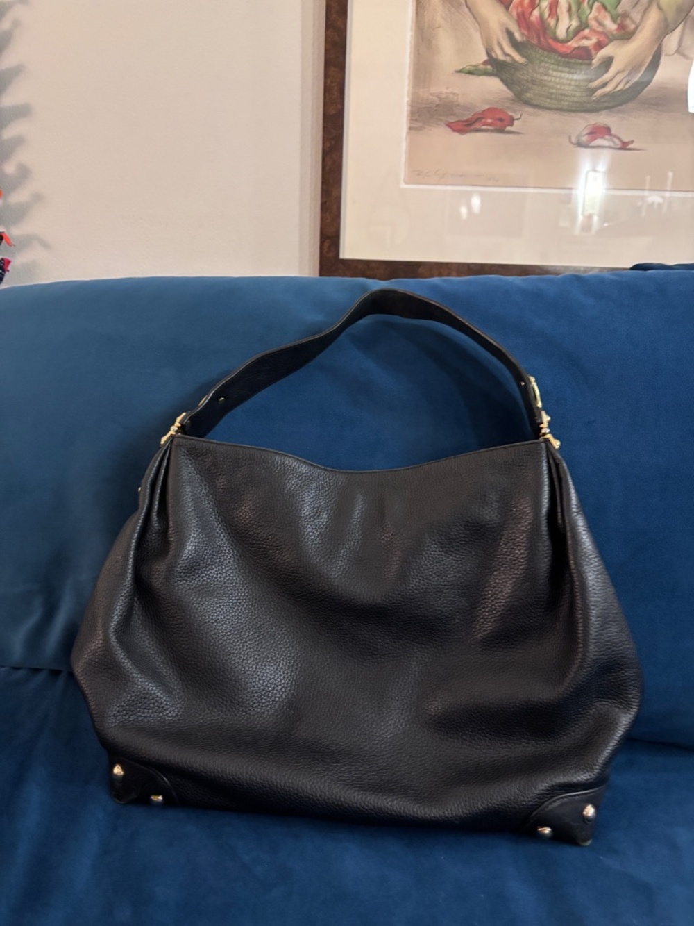 Michael Michael Kors Hobo Black Leather Gold Hardware Purse